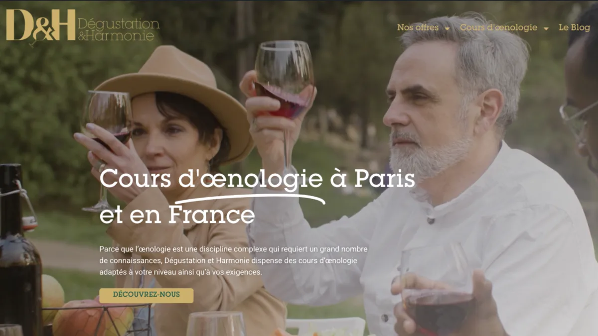 Réalisation Elementor : Dégustation et Harmonie | Création d'une vitrine prestige pour une clientèle d'amateurs de vin | 2025