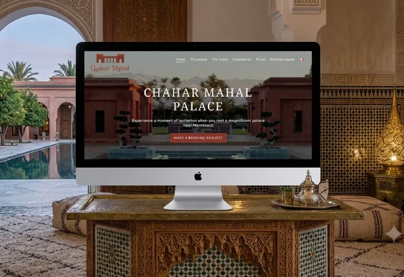 Réalisation Elementor : Refonte Elementor d’un palais d’hôtes de luxe près de Marrakech