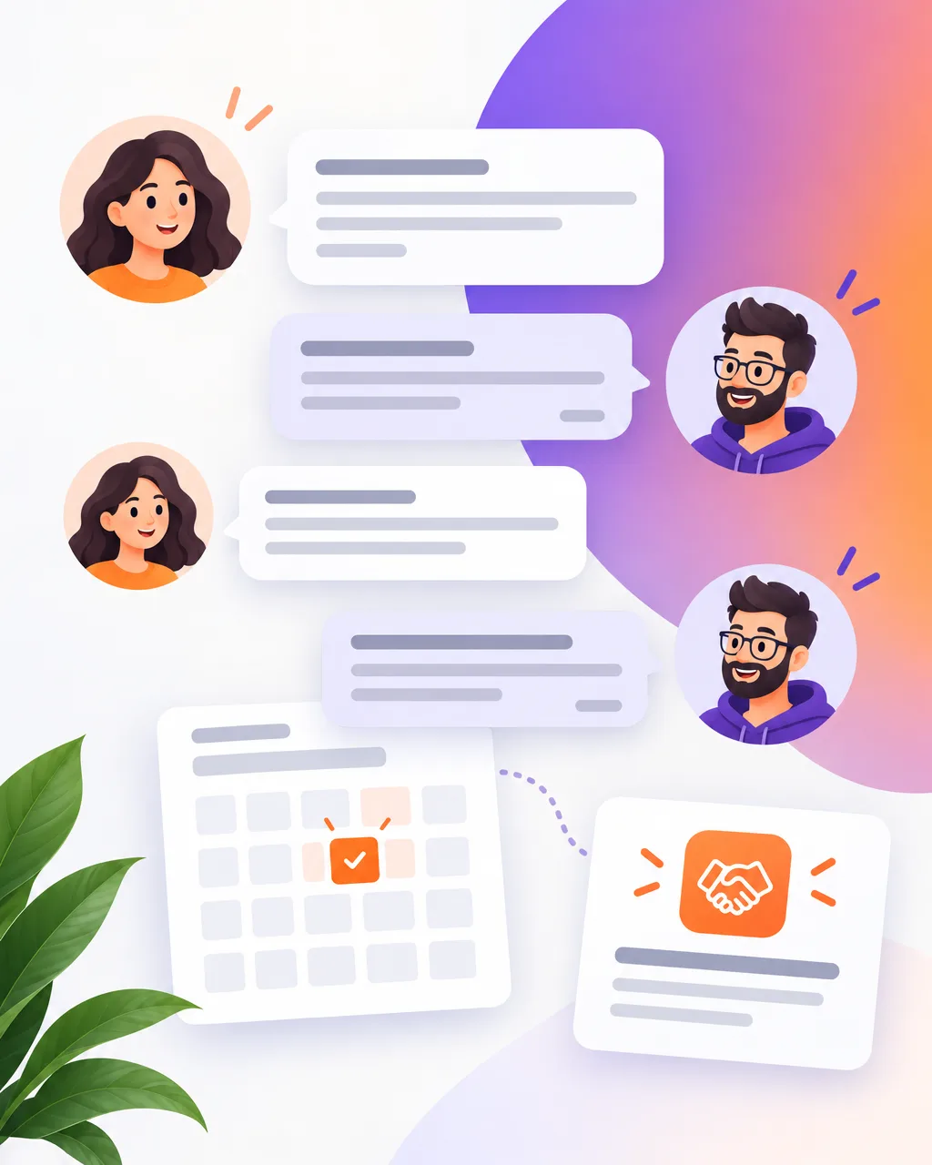 Illustration : un client et un expert Elementor échangent